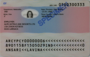 Sample electronic ID card